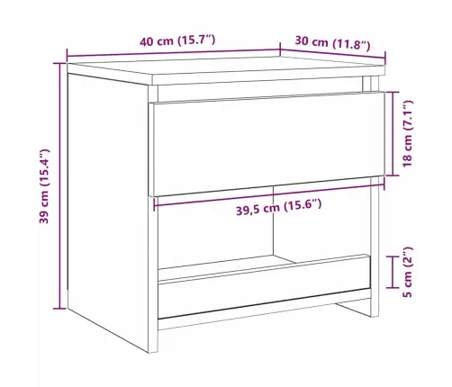 Melna Ozola Naktsgaldiņš 40X30X39 Cm No Inženierijas Koka Vidaxl
