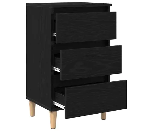 Naktsgaldiņš Ar Koka Kājām Melnā Ozola Krāsā 40X35X69 Cm Vidaxl