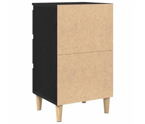 Naktsgaldiņš Ar Koka Kājām Melnā Ozola Krāsā 40X35X69 Cm Vidaxl