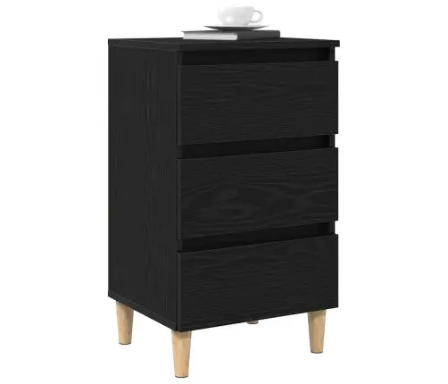 Naktsgaldiņš Ar Koka Kājām Melnā Ozola Krāsā 40X35X69 Cm Vidaxl
