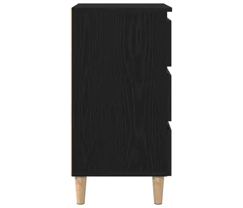 Naktsgaldiņš Ar Koka Kājām Melnā Ozola Krāsā 40X35X69 Cm Vidaxl