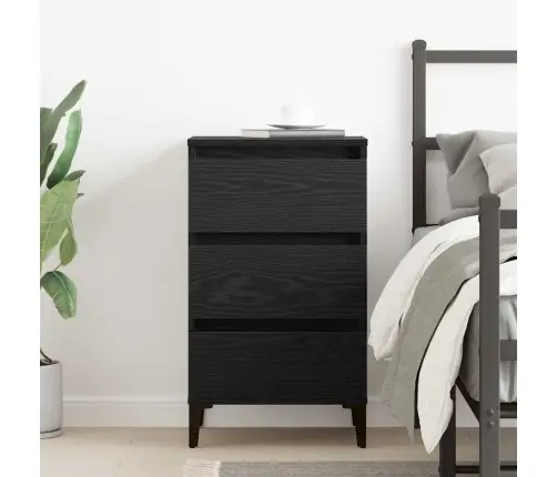 Naktsgaldiņš Ar Metāla Kājām Melnā Ozolā 40X35X69 Cm Vidaxl