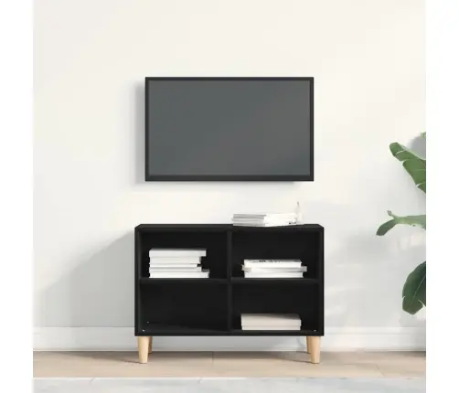 Melnā Ozola Televizora Skapītis - 69.5X30X50 Cm, Izgatavots No Inženierijas Koka Vidaxl
