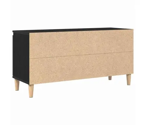 Tv Skapītis Ar Koka Kājām Melna Ozola Krāsā 102X35X50 Cm Vidaxl