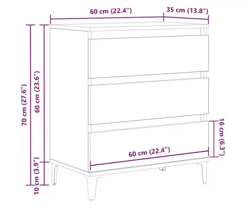 Krāsu Galds Melna Ozola 60X35X70 Cm Inženierijas Koks Vidaxl