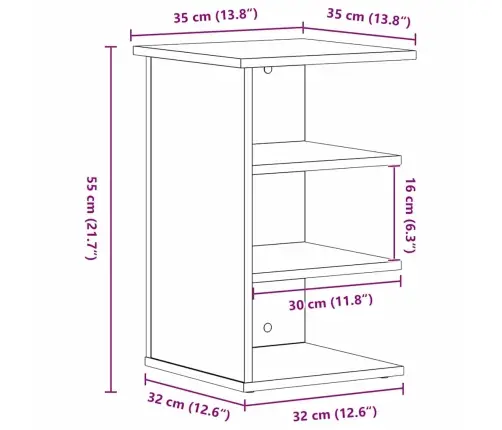 Šoninė Spintelė Juodas Ąžuolas 35 X 35 X 55 Cm Apdirbta Mediena