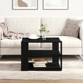 Kafijas Galds Melns Ozols 59.5 X 59.5 X 40 Cm Inženierijas Koks Vidaxl