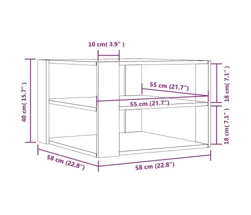 Kafijas Galdiņš Melna Ozols 59,5X59,5X40 Cm Inženierijas Koks Vidaxl