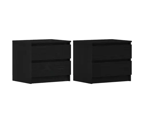 Šalia Lovos Spintelė 2 Pcs Juoda Ąžuolo 50 X 40 X 43.5 Cm