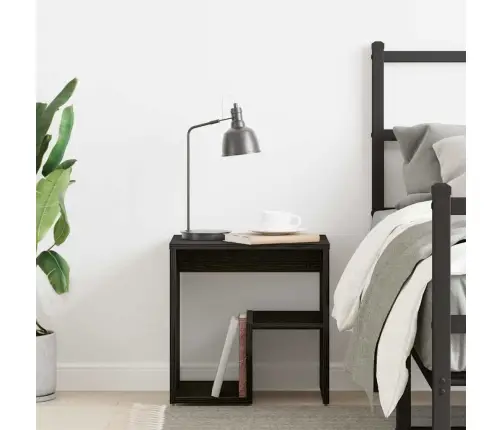 Šalia Lovos Spintelė Juoda Ąžuolo 40 X 30 X 40 Cm