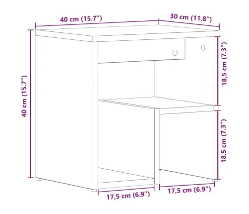 Naktsgaldiņi 2 Gabali Melna Ozola 40X30X40 Cm Inženierijas Koks Vidaxl