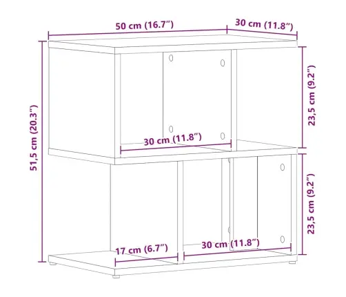 Naktsgaldiņš 2 Gabali Melns Ozols 50X30X51,5 Cm Inženierēts Koks Vidaxl