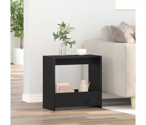Sānu Galds Melns Ozols 50X26X50 Cm Inženierijas Koks Vidaxl