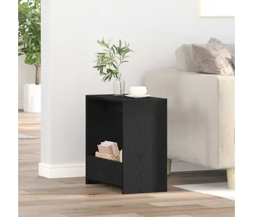 Sānu Galds Melns Ozols 50X26X50 Cm Inženierijas Koks Vidaxl