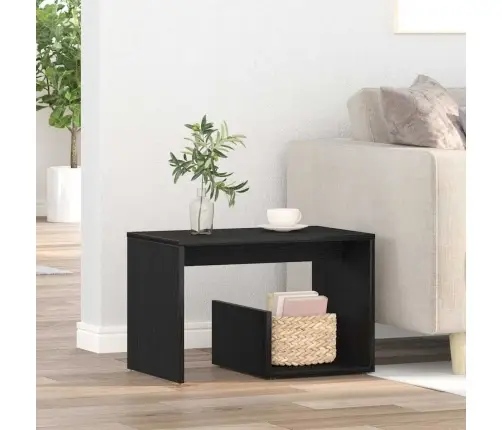 Blakus Galds Melnā Ozola Krāsā 59X36X38 Cm Inženierijas Koks Vidaxl