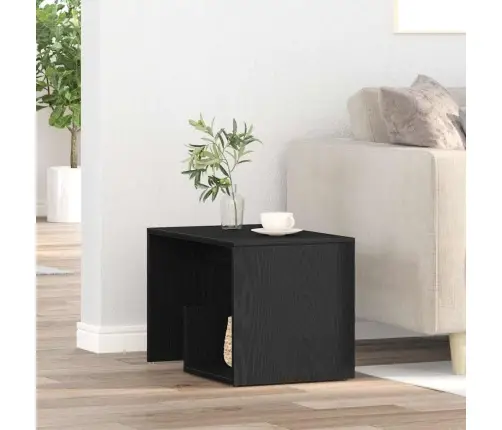 Blakus Galds Melnā Ozola Krāsā 59X36X38 Cm Inženierijas Koks Vidaxl