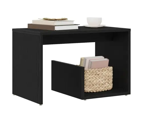 Blakus Galds Melnā Ozola Krāsā 59X36X38 Cm Inženierijas Koks Vidaxl