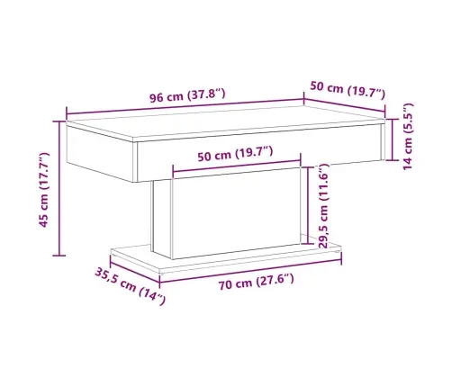 Kavos Staliukas Juodas Ąžuolas 96 X 50 X 45 Cm Apdirbta Mediena