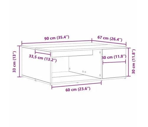 Kafijas Galdiņš Melnā Ozola 90X67X33 Cm Inženierijas Koks Vidaxl