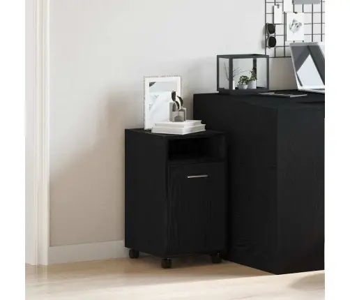 Sānu Skapītis Ar Riteņiem, Melnā Ozola Krāsā, 33X38X60 Cm, Inženierijas Koks Vidaxl