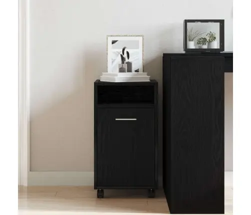 Sānu Skapītis Ar Riteņiem, Melnā Ozola Krāsā, 33X38X60 Cm, Inženierijas Koks Vidaxl