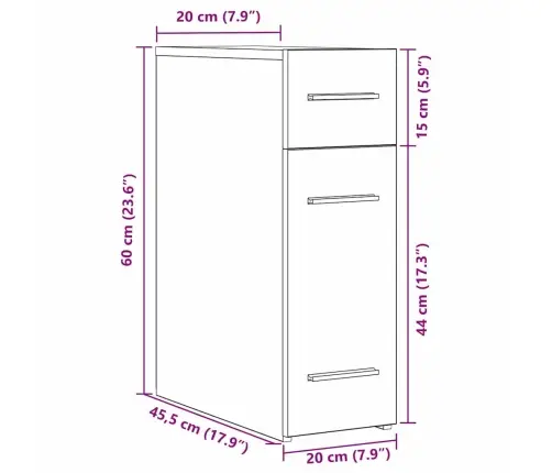 Aptieku Skapis - Amatnieku Ozols, 20X45,5X60 Cm, Inženierijas Koks Vidaxl