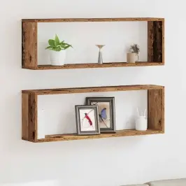 Sienas Plaukts Ar Plauktu 2 Pcs Vecs Koks 80 X 15 X 26 Cm Vidaxl