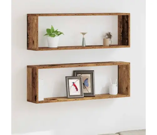 Sienas Plaukti 2 Gab. No Veca Koka 80X15X26 Cm Inženierijas Koks Vidaxl