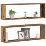 Sienas Plaukti 2 Gab. No Veca Koka 80X15X26 Cm Inženierijas Koks Vidaxl