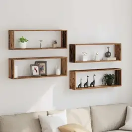 Seinariiul Riiuliga 4 Pcs Vana Puit 80 X 15 X 26 Cm Tehispuit