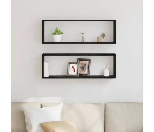 Sienas Plaukti - 2 Gabali, Melna Ozola Krāsa, 80X15X26 Cm, Izgatavots No Inženierijas Koka Vidaxl