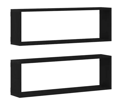 Sienas Plaukti - 2 Gabali, Melna Ozola Krāsa, 80X15X26 Cm, Izgatavots No Inženierijas Koka Vidaxl