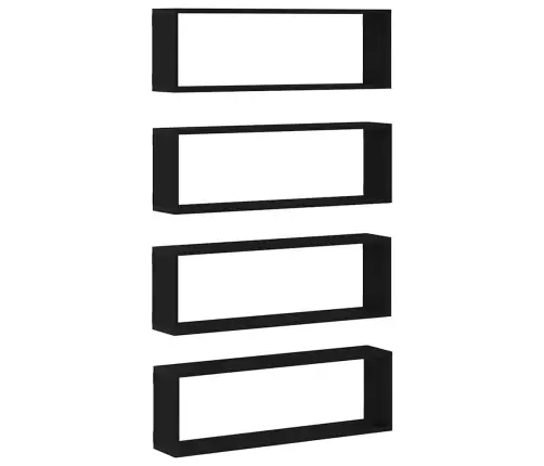 Sienas Plaukti 4 Gabali - Melns Ozolkoks, 80X15X26 Cm, Inženierijas Koks Vidaxl