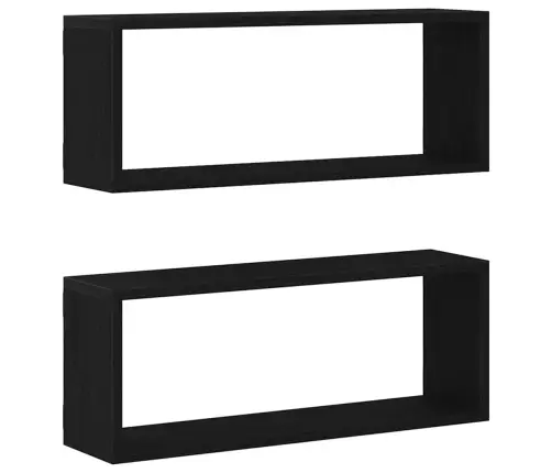 Sienas Plaukti 2 Komplektā Melns Ozols 60X15X23 Cm Izgatavots No Inženierijas Koka Vidaxl