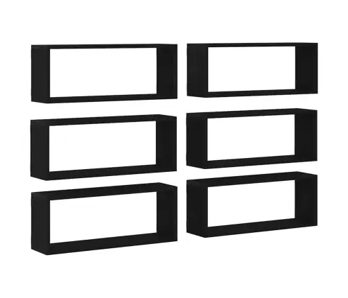 Sienas Plaukti 6 Gabali Melna Ozola 60X15X23 Cm Inženiertehniskā Koka Vidaxl