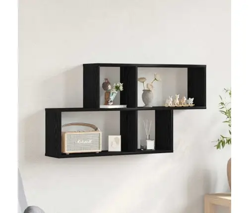 Seinariiul Riiuliga Must Tamm 76 X 15 X 53 Cm Tehispuit
