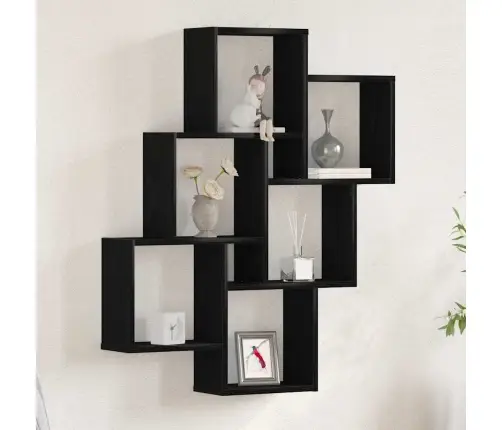 Seinariiul Riiuliga Must Tamm 78 X 15 X 92 Cm Tehispuit