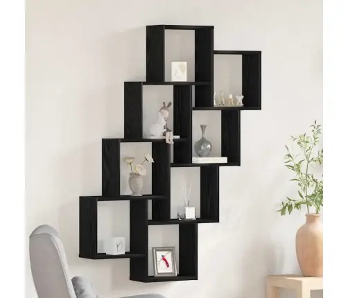 Sienas Skapis, Melns Ozols, 90X15X119,5 Cm, Inženierijas Koks Vidaxl