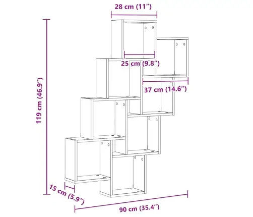 Sienas Skapis, Melns Ozols, 90X15X119,5 Cm, Inženierijas Koks Vidaxl