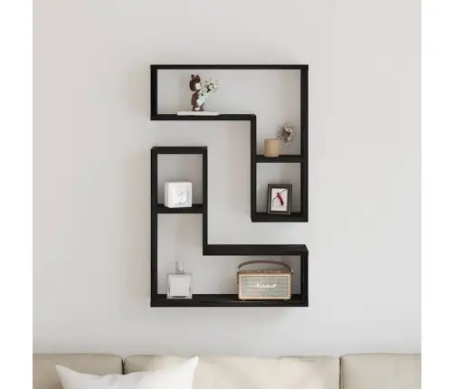 Sienas Plaukti 2 Gabali, Melnā Ozola Krāsā, 50X15X85 Cm, Inženierētā Koka Vidaxl