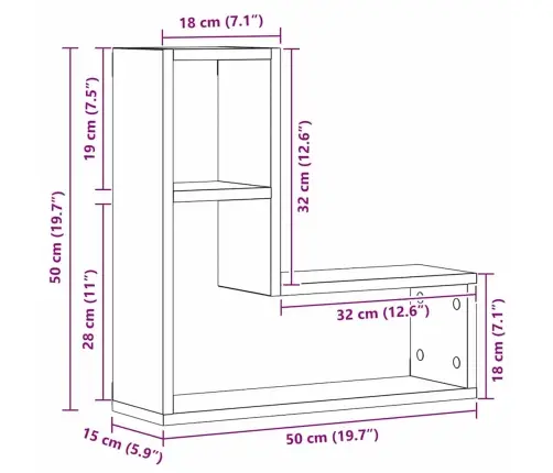 Sienas Plaukti 2 Gabali, Melnā Ozola Krāsā, 50X15X85 Cm, Inženierētā Koka Vidaxl