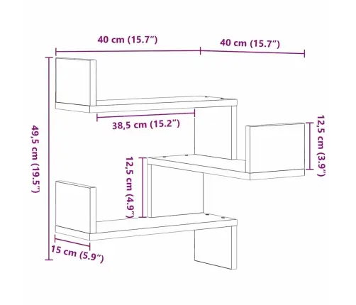 Seinariiul Riiuliga Must Tamm 40 X 40 X 49,5 Cm Tehispuit