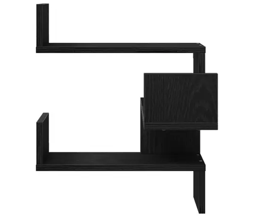 Seinariiul Riiuliga 2 Pcs Must Tamm 40 X 40 X 49,5 Cm Tehispuit