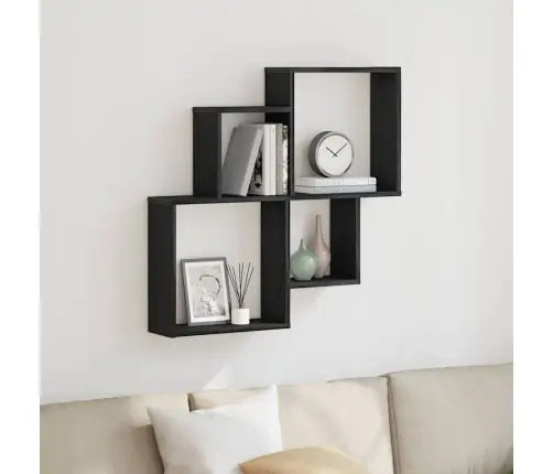 Sienas Skapis Melns Ozolkoks 80X15X78,5 Cm No Inženierētā Koka Vidaxl