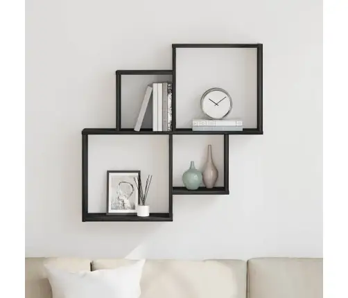 Sienas Skapis Melns Ozolkoks 80X15X78,5 Cm No Inženierētā Koka Vidaxl