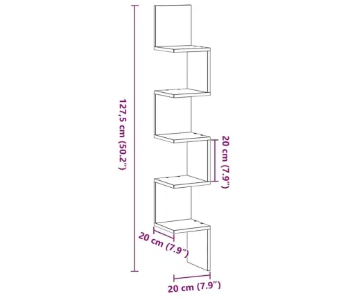 Stūra Plaukts, Melnais Ozols, 20X20X127,5 Cm, Inženierijas Koks Vidaxl