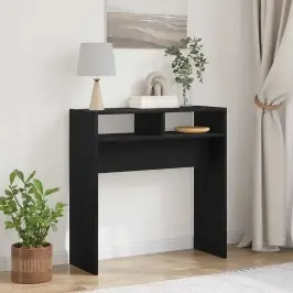 Konsoles Galds Melns Ozols 78 X 30 X 80 Cm Inženierijas Koks Vidaxl