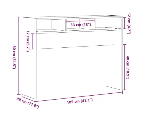 Konsolinis Stalas Juoda Ąžuolo 105 X 30 X 80 Cm