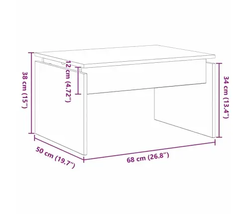 Kafijas Galdiņš Melns Ozols 68X38X50 Cm Inženieru Koks Vidaxl