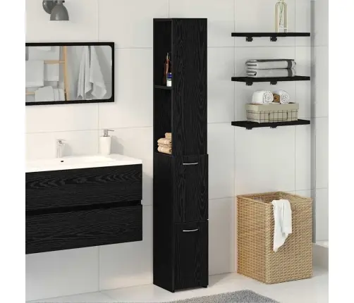 Vonios Spintelė Su Stalčių Juodas Ąžuolas 25 X 25 X 170 Cm